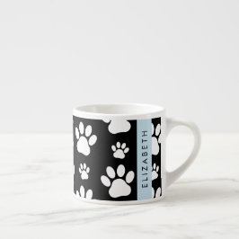 Taza De Espresso Patrón de traza, garras de perro, negro y blanco, 