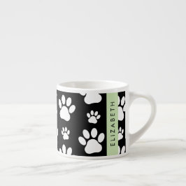 Taza De Espresso Patrón de traza, garras de perro, negro y blanco,