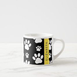 Taza De Espresso Patrón de traza, garras de perro, negro y blanco,