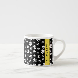 Taza De Espresso Patrón de traza, garras de perro, negro y blanco, 