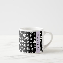 Taza De Espresso Patrón de traza, garras de perro, negro y blanco, 