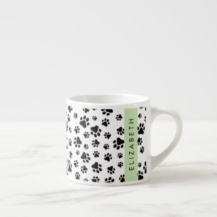 Taza De Espresso Patrón de traza, garras de perro, negro y blanco, 