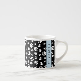 Taza De Espresso Patrón de traza, garras de perro, negro y blanco, 