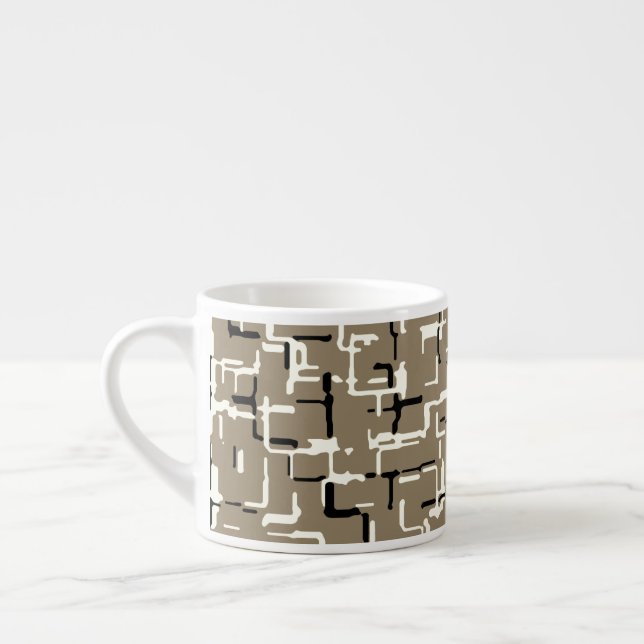 Taza De Espresso Patrón de trendy blanco marrón claro (Izquierda)