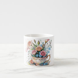 Taza De Espresso Patrón de ventilación floral - Agua suave arte Boh