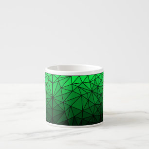 Taza De Espresso Patrón de vidrio manchado 02.Green.Black Line BG