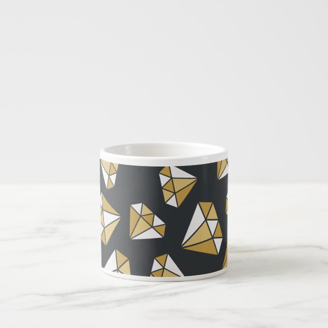 Taza De Espresso Patrón De Vigas Sin Pares Temático De Gemstone. (Frente)