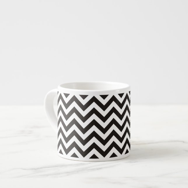 Taza De Espresso Patrón de ZIGZAG - negro + tus antecedentes e idea (Izquierda)