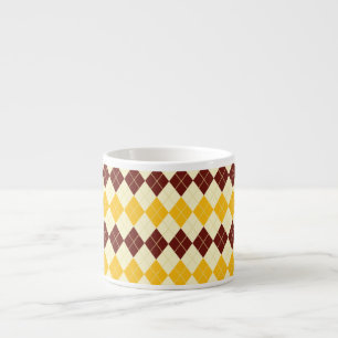 Taza De Espresso Patrón escocés de tartán marrón - amarillo
