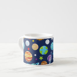 Taza De Espresso Patrón espacial, planetas, estrellas, cosmos, gala