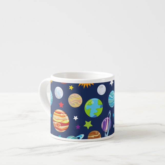 Taza De Espresso Patrón espacial, planetas, estrellas, cosmos, gala (Izquierda)
