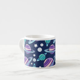 Taza De Espresso Patrón espacial, planetas, estrellas, galaxia, cos