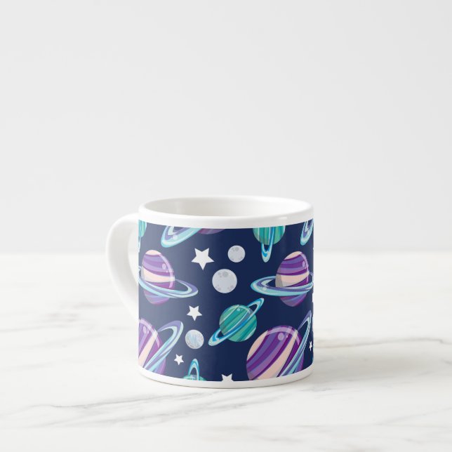 Taza De Espresso Patrón espacial, planetas, estrellas, galaxia, cos (Izquierda)