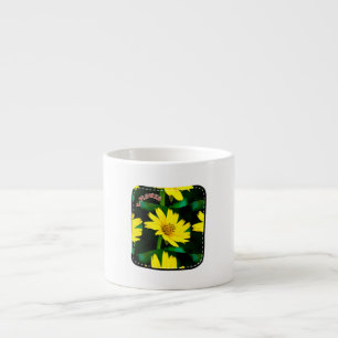Taza De Espresso Patrón floral amarillo brillante