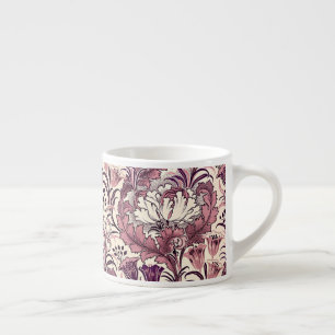 Taza De Espresso Patrón floral de crema dorada William Morris Rosa