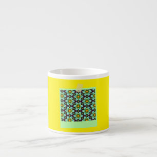 Taza De Espresso Patrón floral de estrellas verdes