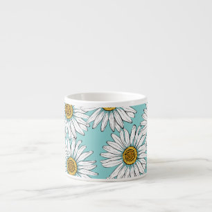 Taza De Espresso Patrón floral de margarita azul