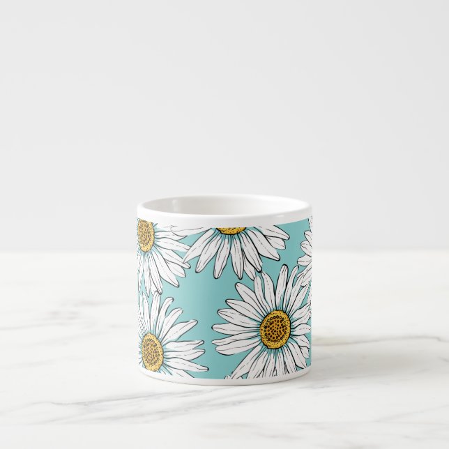 Taza De Espresso Patrón floral de margarita azul (Frente)