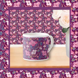 Taza De Espresso Patrón floral de Moda retro