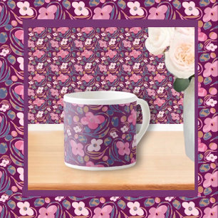 Taza De Espresso Patrón floral de Moda retro