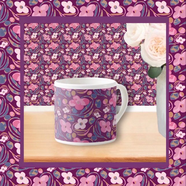 Taza De Espresso Patrón floral de Moda retro (Subido por el creador)