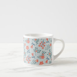 Taza De Espresso Patrón Floral de Prado de Coral