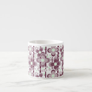 Taza De Espresso patrón floral marrón y blanco