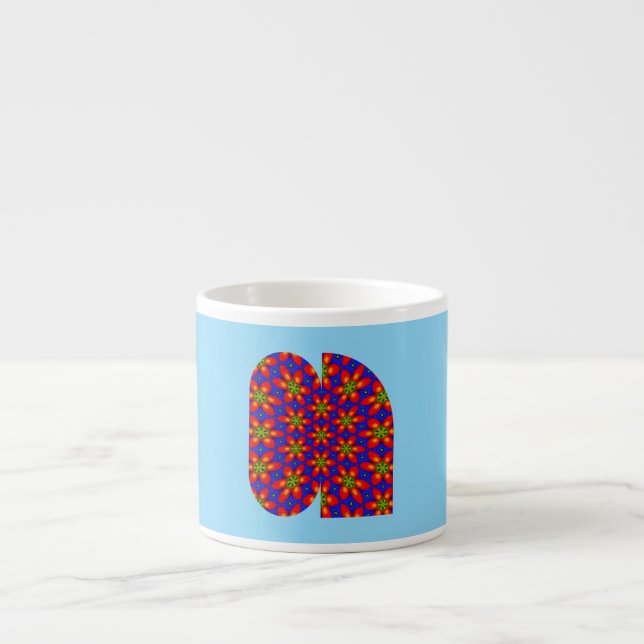 Taza De Espresso Patrón floral rojo curado (Frente)