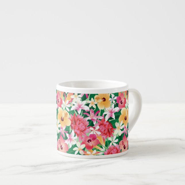 Taza De Espresso Patrón floral tropical Hibiscus (Derecha)