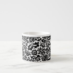 Taza De Espresso Patrón Floral Veneciano en Negro y Blanco de Willi