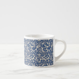 Taza De Espresso Patrón floral vintage de William Morris azul y bla