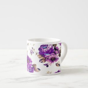 Taza De Espresso Patrón floral violeta