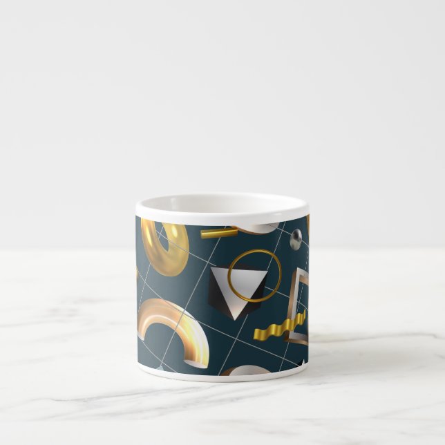 Taza De Espresso Patrón geométrico 3D (Frente)