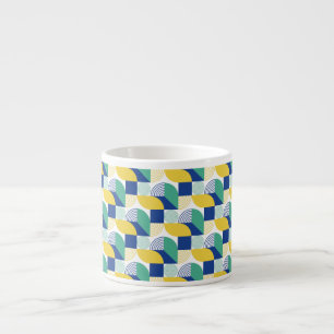 Taza De Espresso Patrón geométrico abstracto de amarillo verde azul