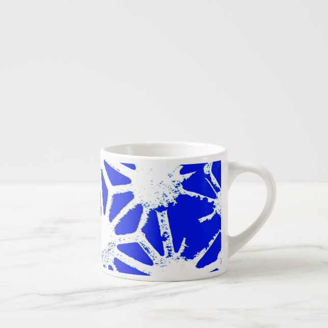 Taza De Espresso Patrón geométrico azul real (Derecha)