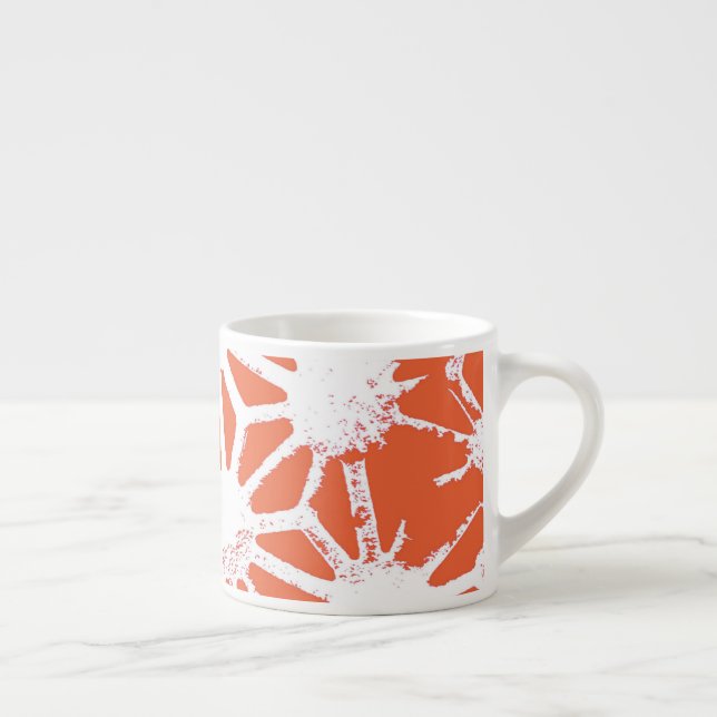 Taza De Espresso Patrón geométrico blanco y naranja (Derecha)
