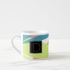 Taza De Espresso Patrón geométrico de rayas modernas con monograma