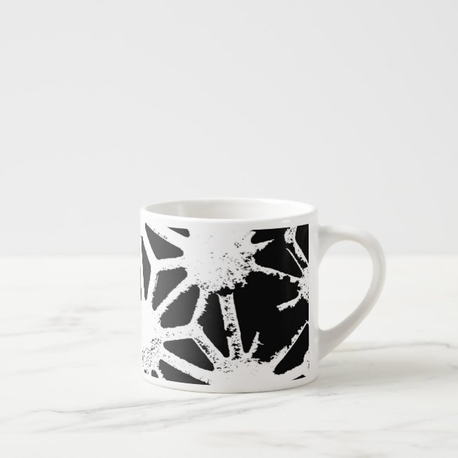 Taza De Espresso Patrón geométrico en blanco y negro (Derecha)