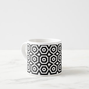 Taza De Espresso Patrón geométrico en blanco y negro