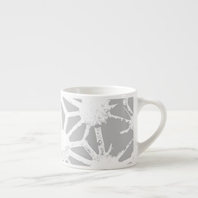 Taza De Espresso Patrón geométrico gris y blanco (Derecha)
