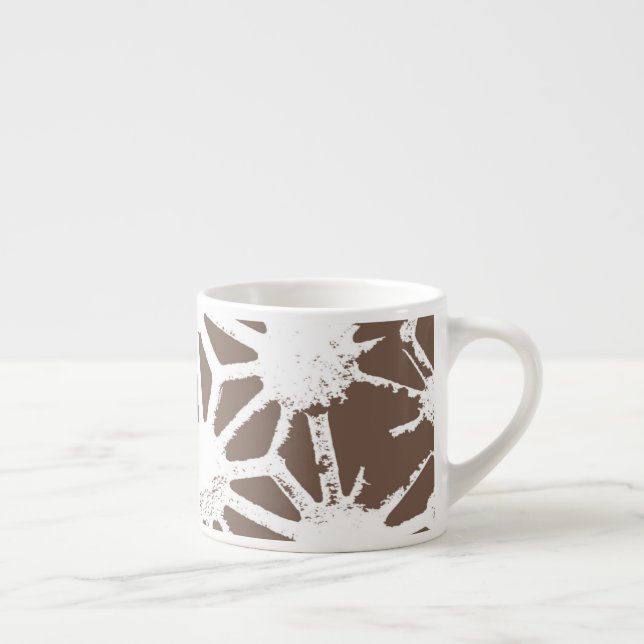 Taza De Espresso Patrón geométrico marrón y blanco (Derecha)