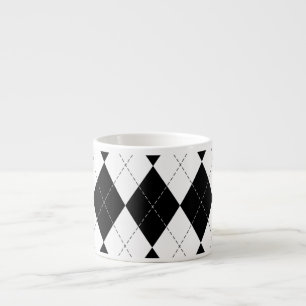 Taza De Espresso Patrón geométrico negro blanco