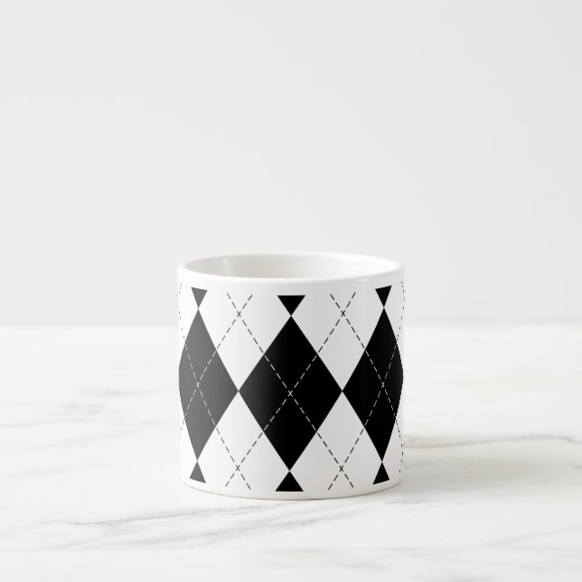 Taza De Espresso Patrón geométrico negro blanco (Frente)