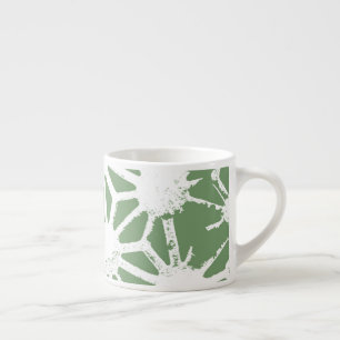 Taza De Espresso Patrón geométrico verde oliva y blanco