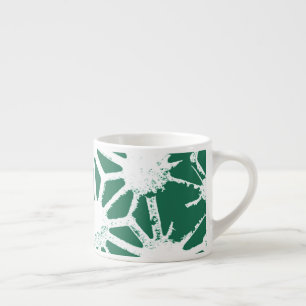 Taza De Espresso Patrón geométrico verde y blanco de salvia