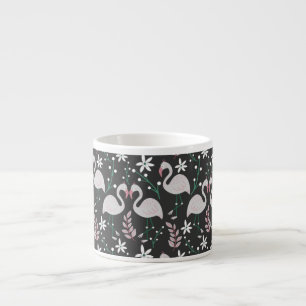 Taza De Espresso Patrón ininterrumpido de flamenco blanco sobre fon