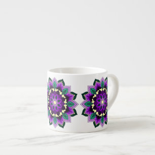 Taza De Espresso Patrón Mandala 02 en morado