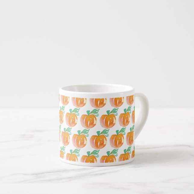 Taza De Espresso Patrón Naranja de calabazas de caída de color agua (Derecha)