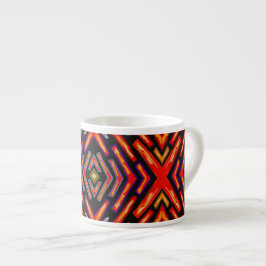 Taza De Espresso Patrón Negro Naranja Llama Roja Fiery