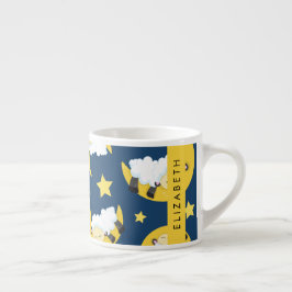 Taza De Espresso Patrón ovino, oveja durmiente, luna, tu nombre